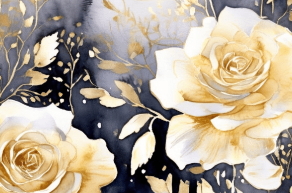 Download Elegant Gold &amp; Ivory Floral Watercolor - Ivory Collection
