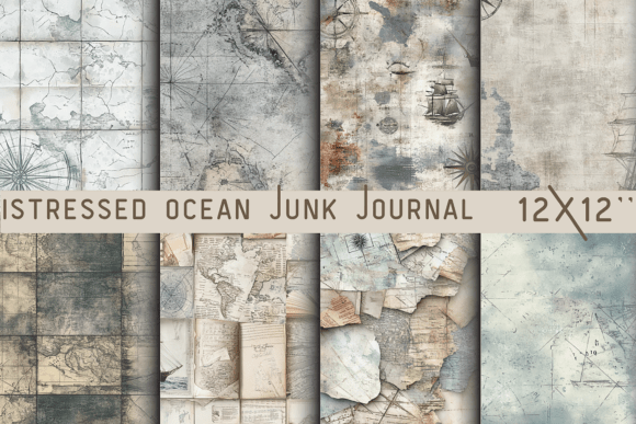 Download Distressed Ocean Junk Journal Wallpaper - Distressed Collection
