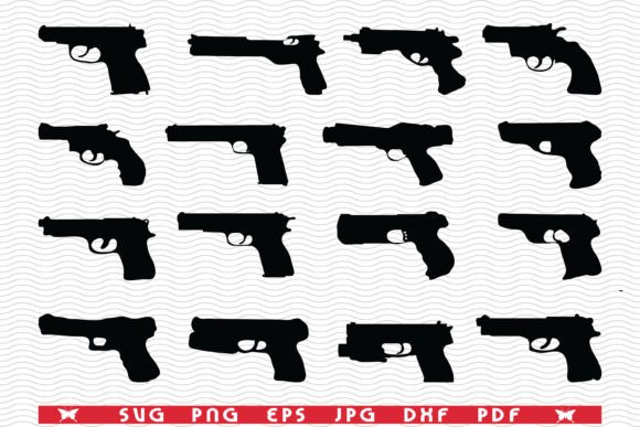 Download SVG Pistols, Handguns, Black Silhouettes - Black silhouettes Collection