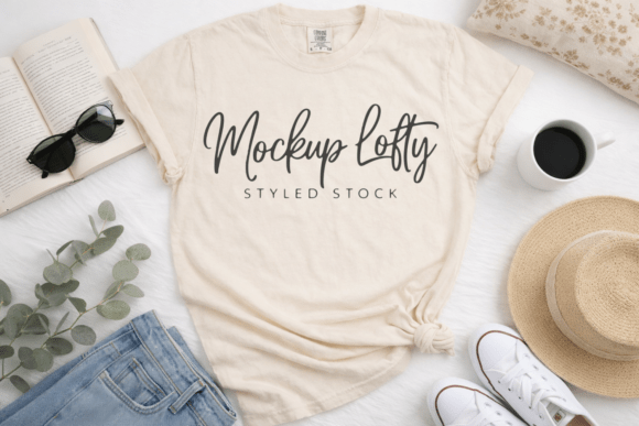 Download C1717 Ivory Flat Lay T-shirt Mockup - Ivory Collection