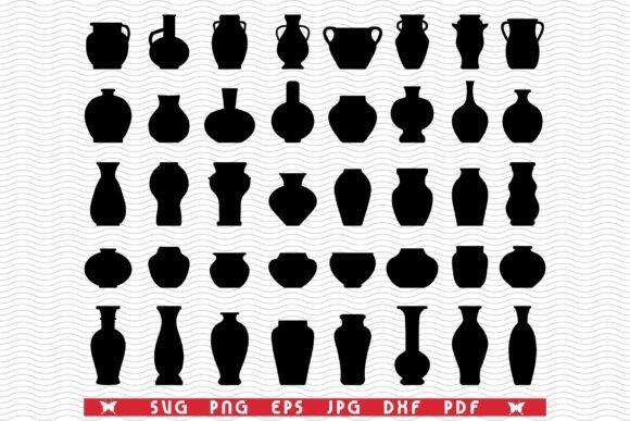 Download SVG Flower Vases, Black Silhouettes - Black silhouettes Collection