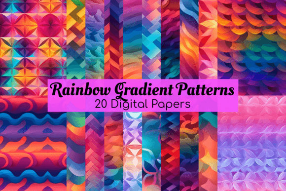 Download Rainbow Gradient Geometric Patterns Pack - Geometric patterns Collection