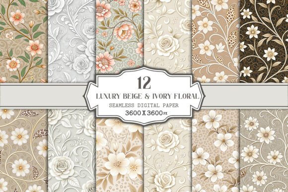 Download Luxury Beige &amp; Ivory Floral Seamless - Ivory Collection