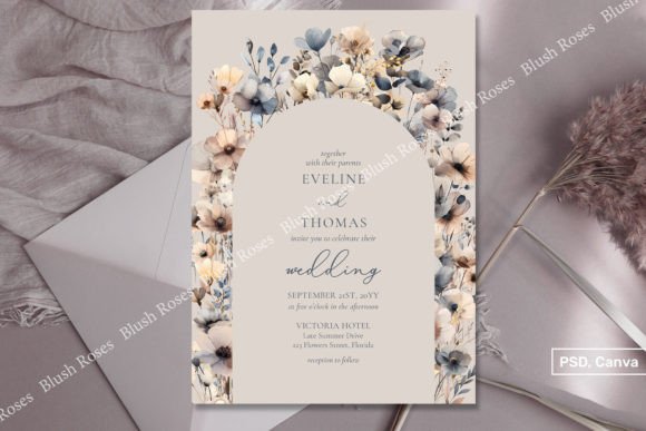 Download Blue and Ivory Wildflowers Boho Arch Inv - Ivory Collection
