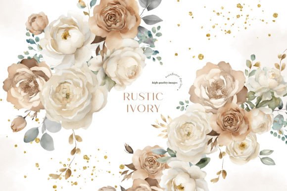 Download Rustic Ivory Flowers Bouquets Clipart - Ivory Collection