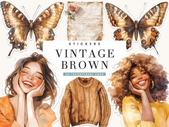 Download Vintage Brown &amp; Ivory Color Stickers - Ivory Collection