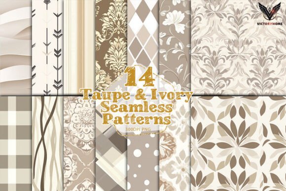 Download Taupe and Ivory Seamless Patterns - Ivory Collection
