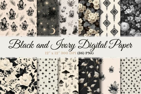 Download Black and Ivory Digital Paper Set - Ivory Collection
