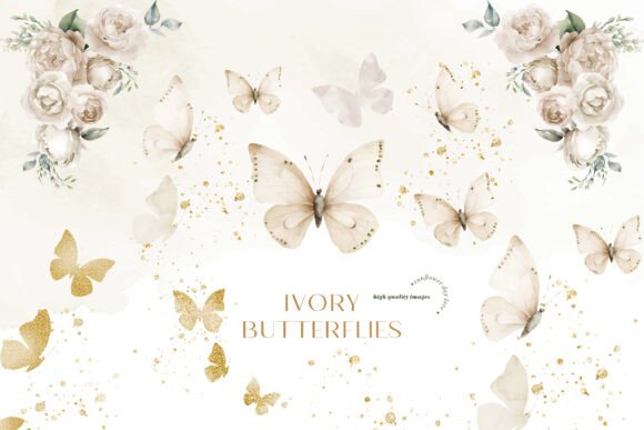 Download Ivory White Butterflies Flower Clipart - Ivory Collection