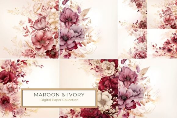 Download Maroon and Ivory Floral Background - Ivory Collection