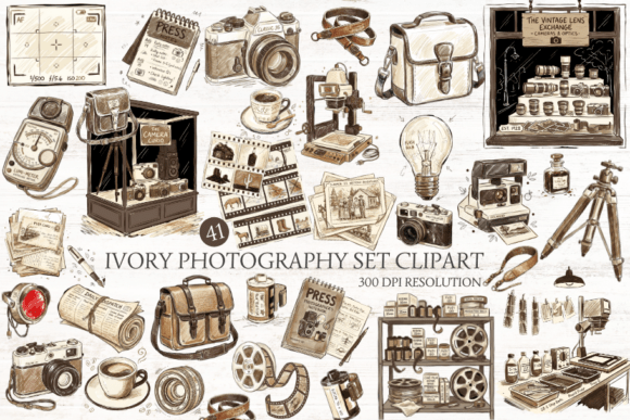 Download Ivory Photography Set Clipart - Ivory Collection